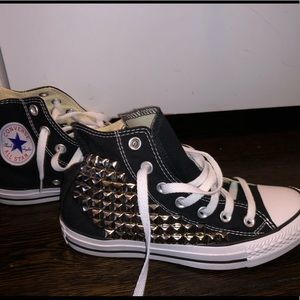 Black high top studded converse